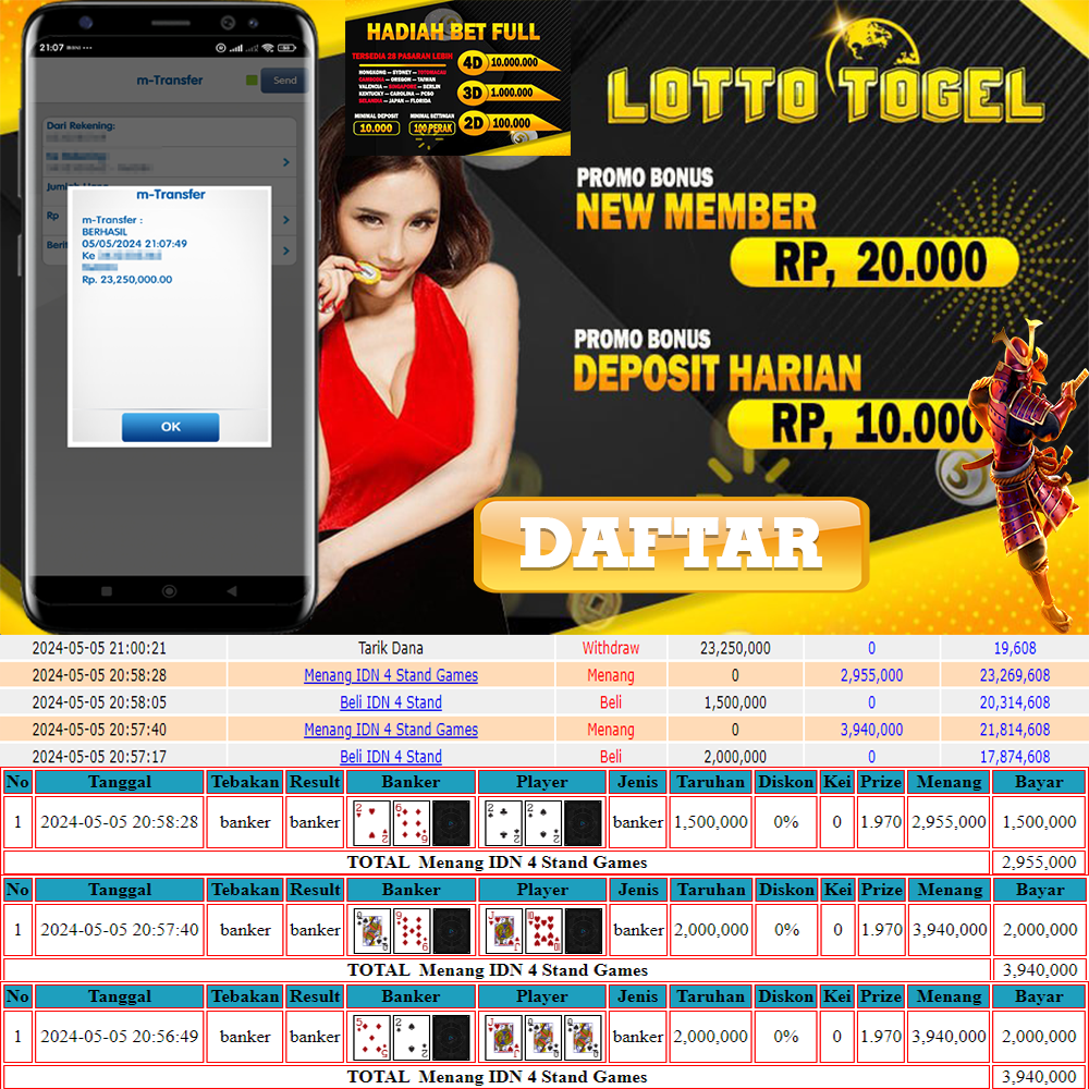 JACPOT PERMAINAN LIVE CASINO ONLINE “IDN 4 STAND” 23JTAN